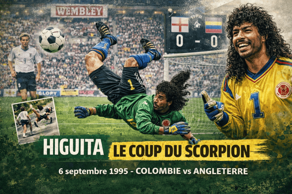 Coup du scorpion de Higuita lors du match Colombie Angleterre à Wembley en 1995 geste légendaire du football