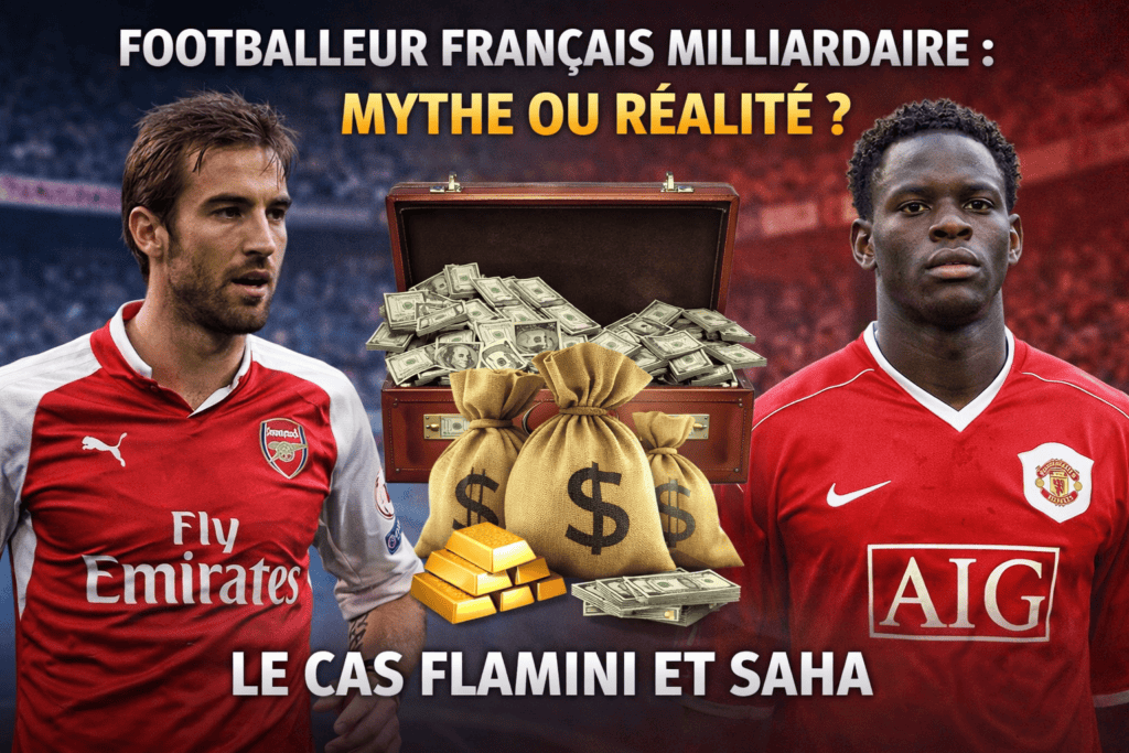 Footballeur français milliardaire avec Flamini et Saha illustrant le débat mythe ou réalité