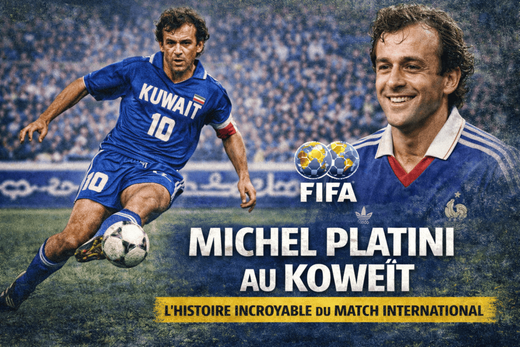 Michel Platini Koweït match international 1988 joueur français portant le maillot du Koweït football histoire insolite