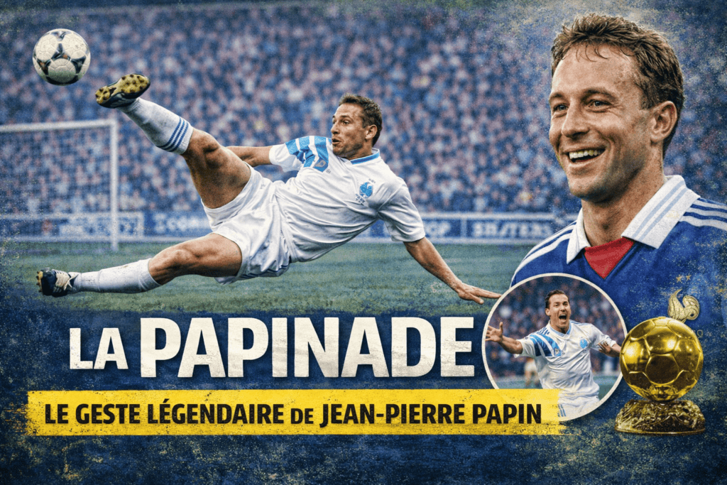 La papinade de Jean Pierre Papin reprise de volée spectaculaire geste légendaire du football français OM