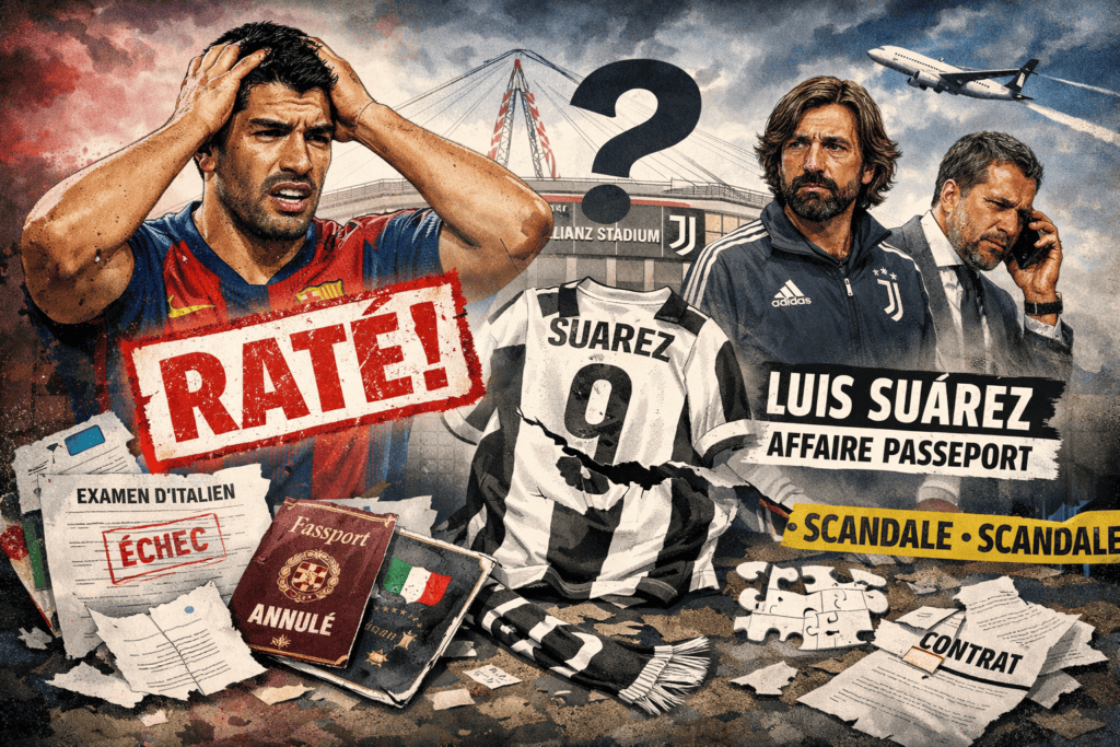 Transfert raté de Luis Suarez à la Juventus avec affaire du passeport italien et échec de signature